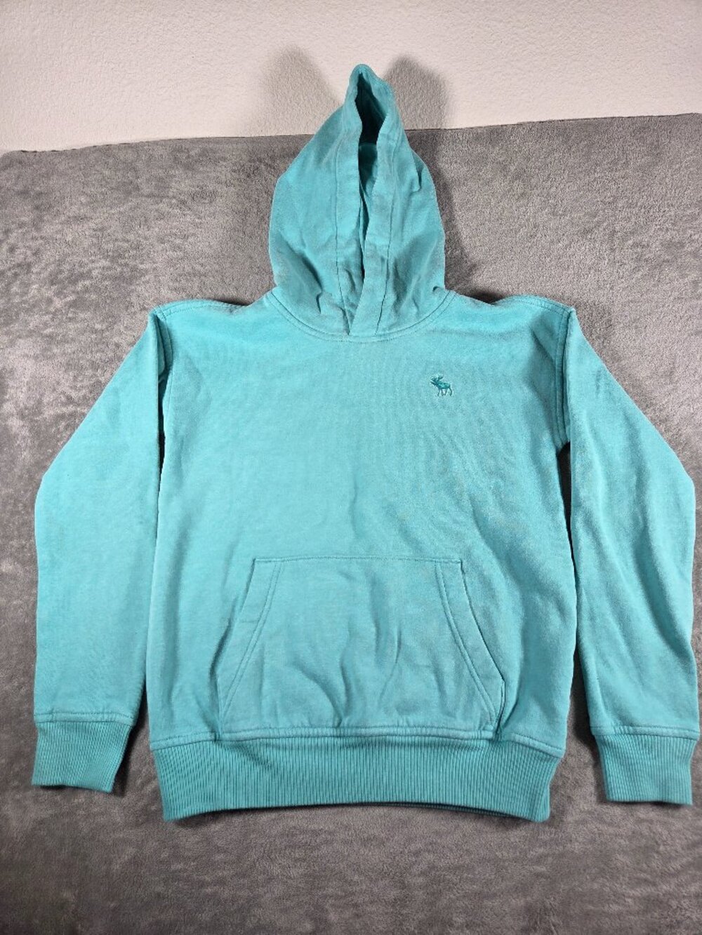 Abercrombie Kids Light Blue Essential Icon Hoodie Moose Size 9/10